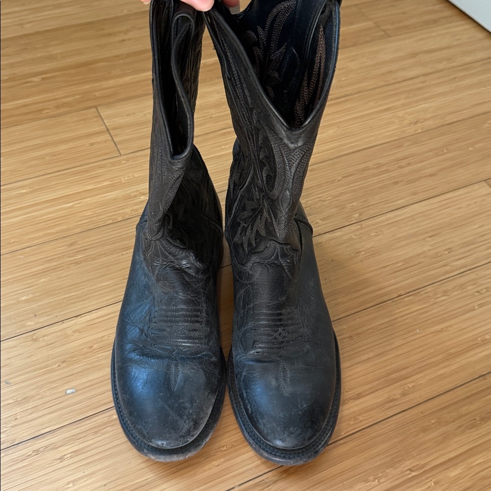 VINTAGE Laredo Black Western Cowboy Boots - Picture 2 of 6